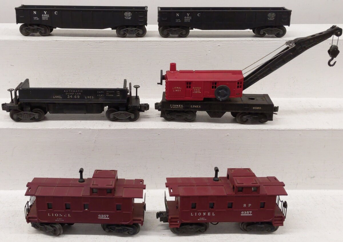 Lionel Vintage O Assorted Freight Cars: 6462, 6357, 3469, 6560 [6]/Box