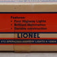 Lionel 6-12804 O And O27 Operating Highway Lights (Set of 4) EX/Box