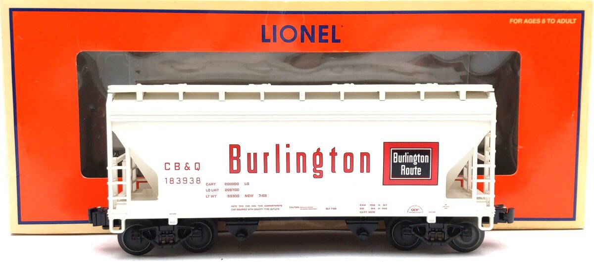 Lionel 6-27053 O Gauge CB&Q Burlington 2-Bay ACF Hopper #183938 LN/Box