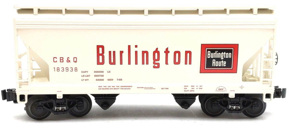 Lionel 6-27053 O Gauge CB&Q Burlington 2-Bay ACF Hopper #183938 LN/Box