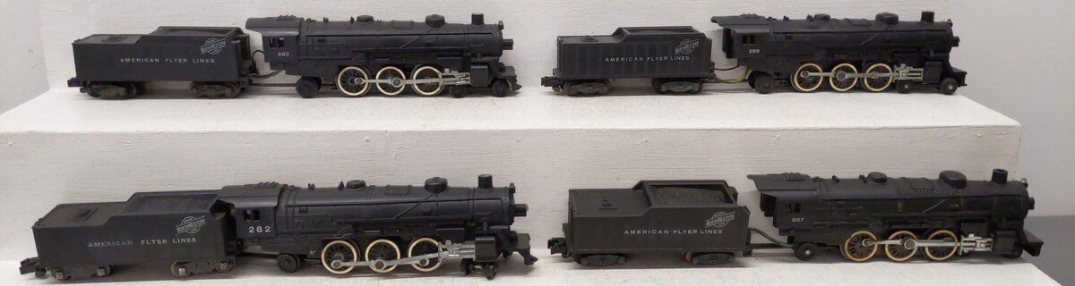 American Flyer S Assorted Locomotive and Tender 282, 283, 287 [4] VG