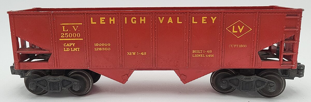 Lionel 6456-75 Vintage O Lehigh Valley Glossy Red Hopper - Very Rare EX