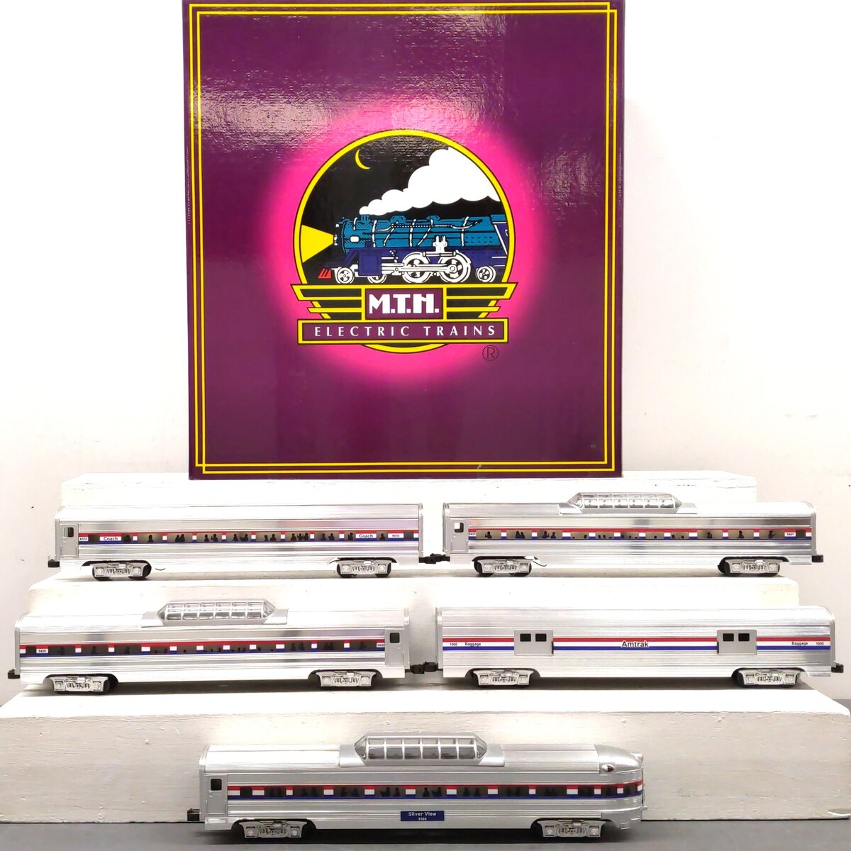 MTH 20-6508 O Gauge Amtrak 70' Aluminum Passenger Car Set (Set of 5) VG/Box