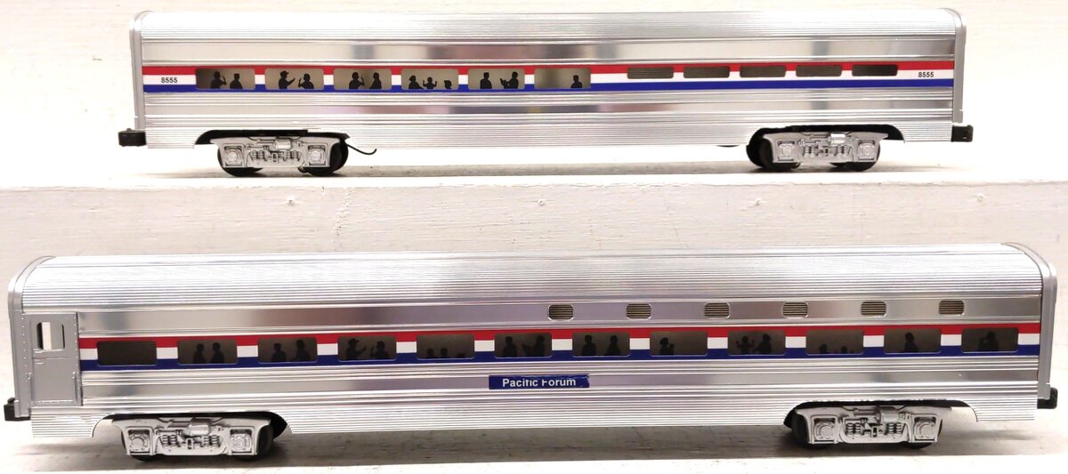 MTH 20-6508 O Gauge Amtrak Premier 70' Aluminum Sleeper/Diner Car Set EX/Box
