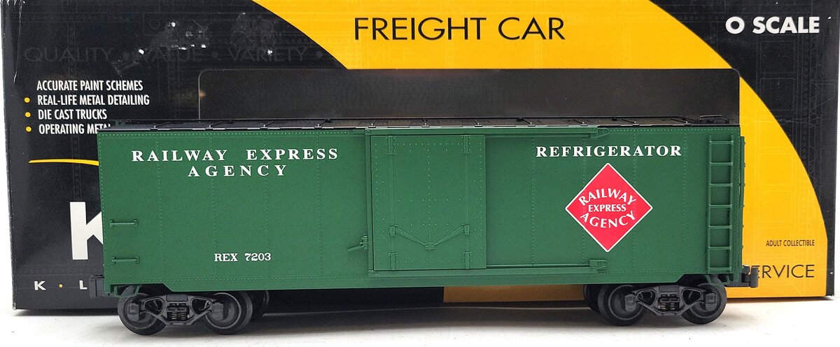 K-Line K761-1912 O Gauge REA Express Service Steel-Sided Reefer #7203 LN/Box