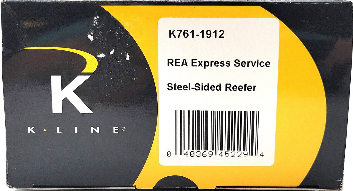 K-Line K761-1912 O Gauge REA Express Service Steel-Sided Reefer #7203 LN/Box
