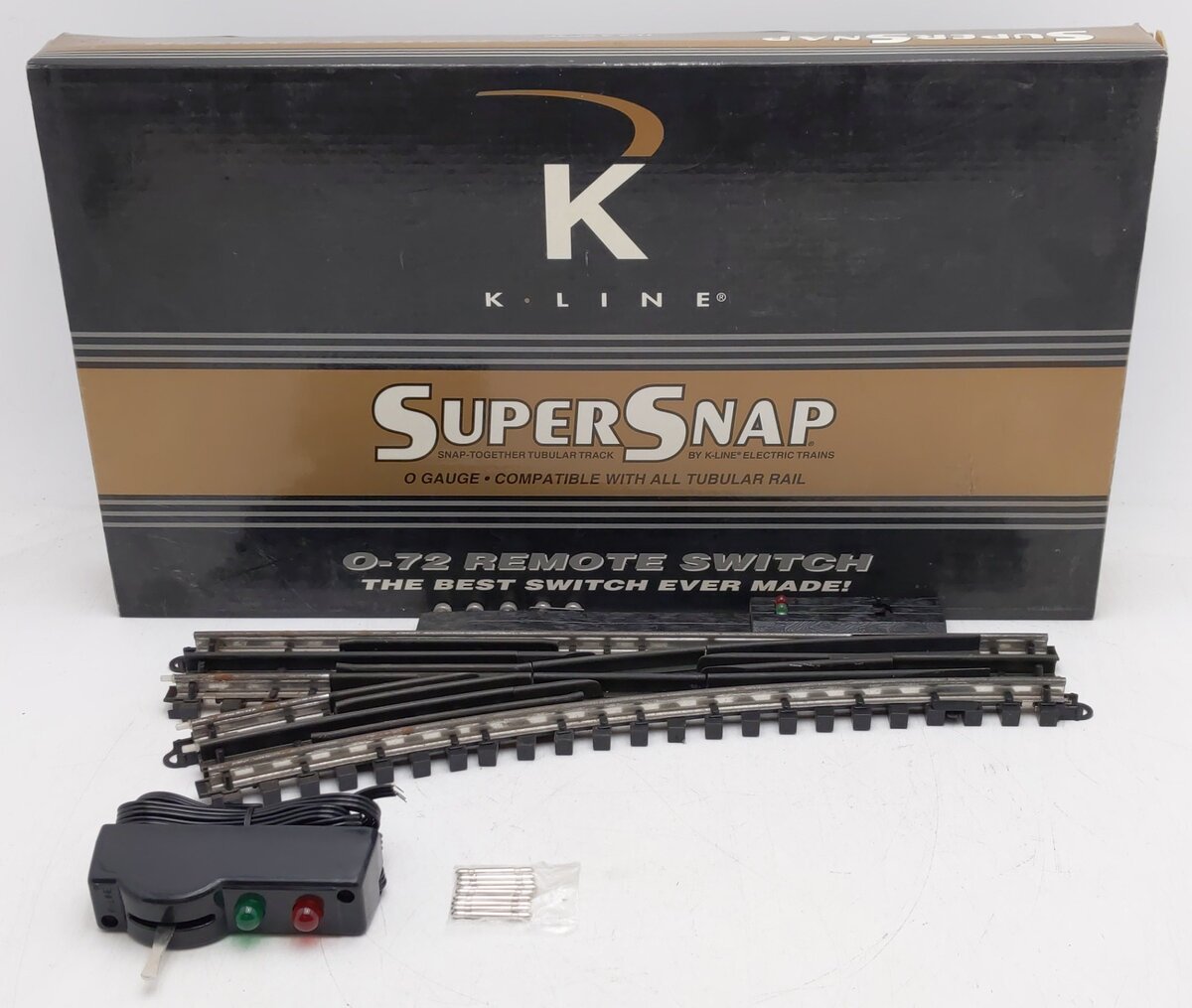 K-Line K-0775 O SuperSnap 72" Left Hand Remote Control Switch Turnout VG/Box