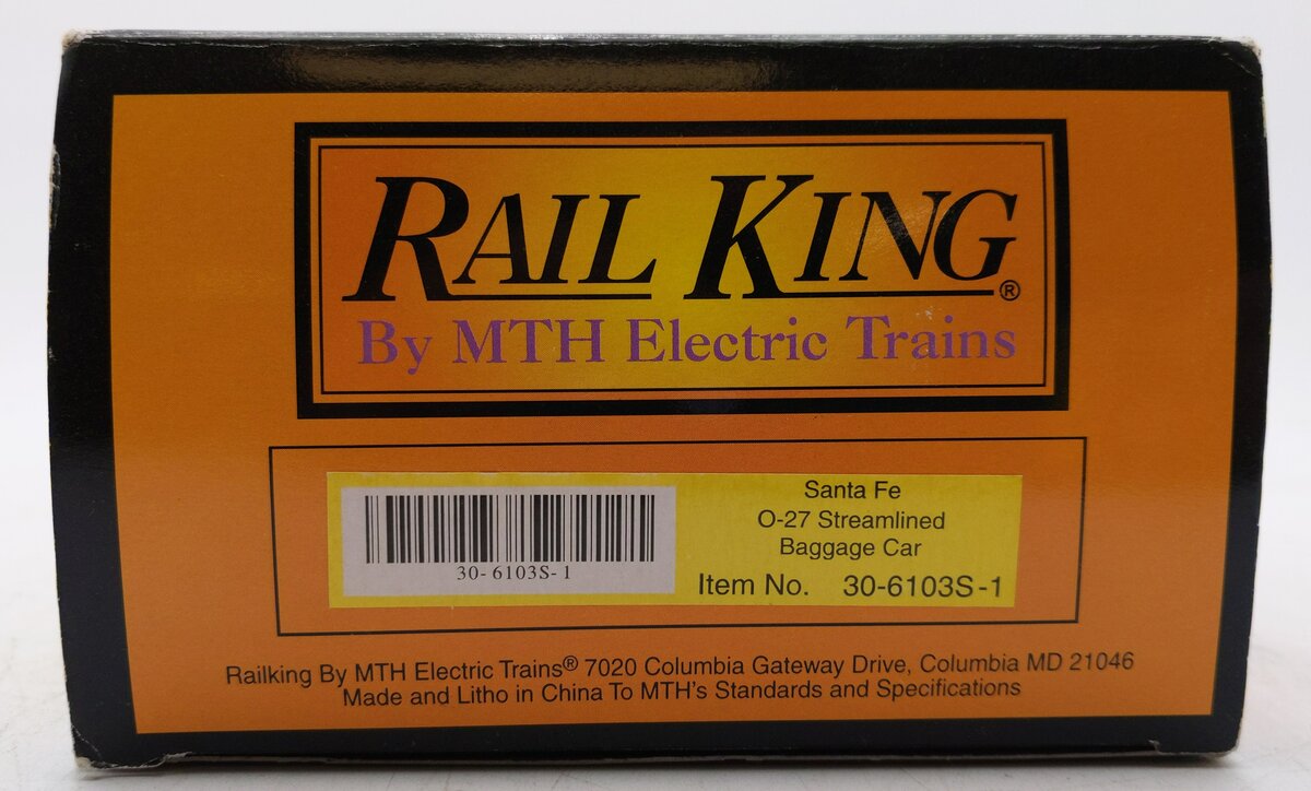 MTH 30-6103S-1 O Gauge Santa Fe Streamlined Baggage Car #3482 EX/Box