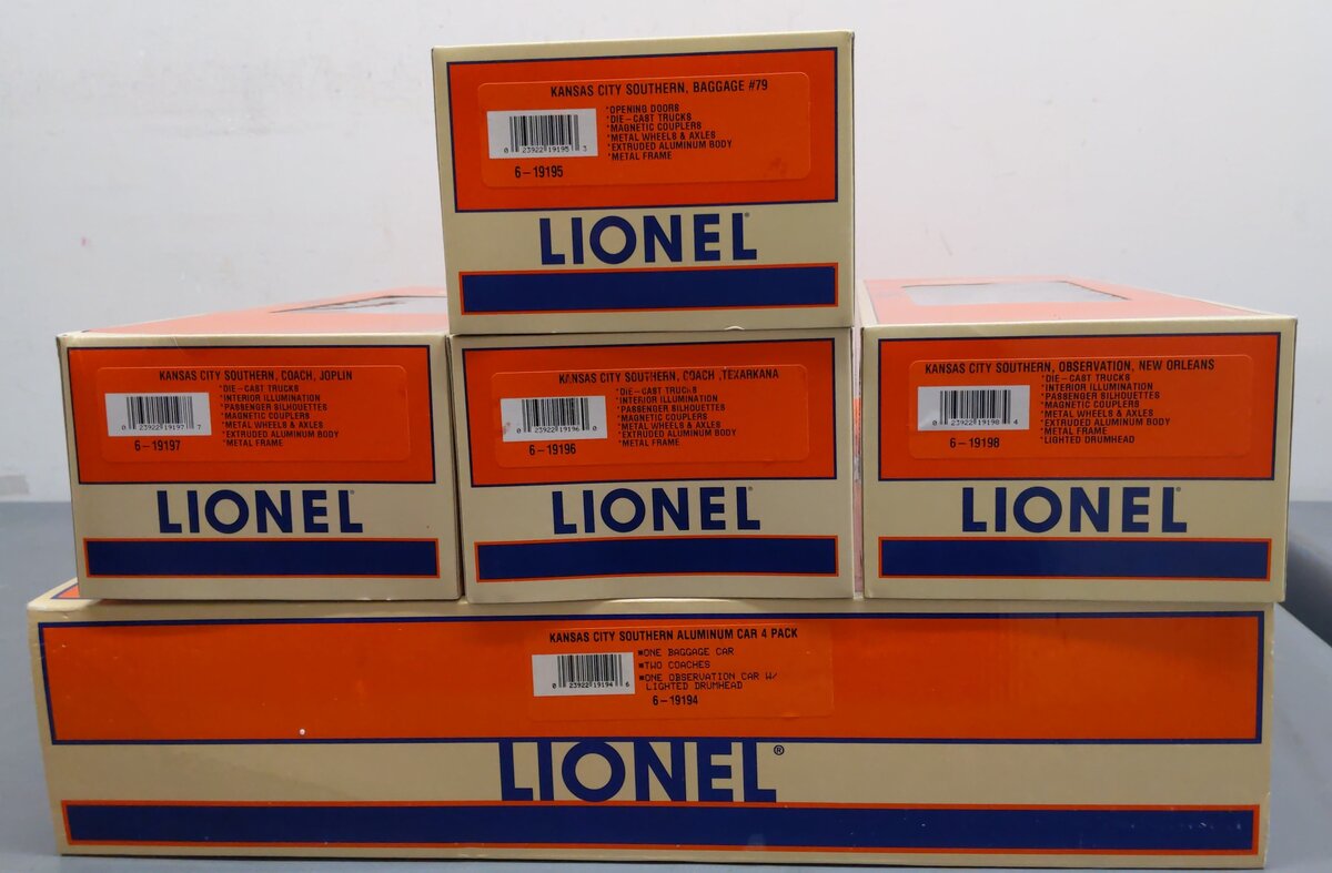 Lionel 6-19194 O Gauge KCS Aluminum 4-Car Passenger Set LN/Box