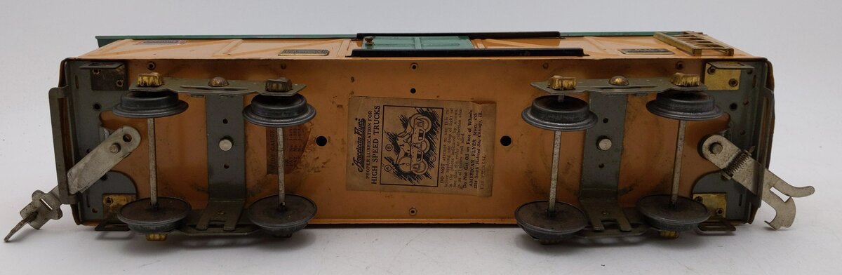 American Flyer 4018 Vintage Standard Gauge Mustard Green Boxcar EX