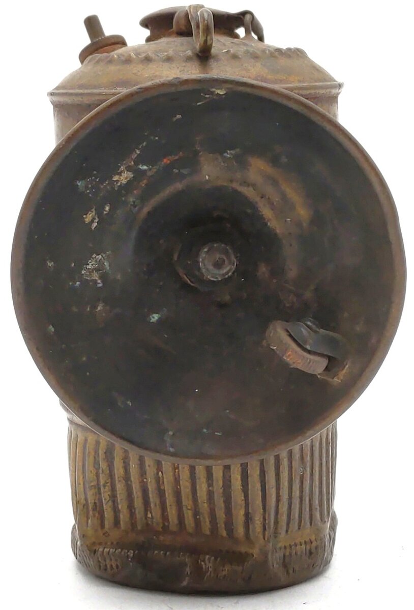Vintage Auto-Lite Brass Carbide Miner’s Cap Lamp w/ Reflector VG