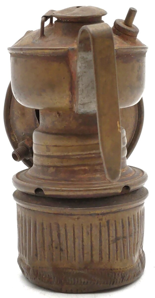 Vintage Auto-Lite Brass Carbide Miner’s Cap Lamp w/ Reflector VG