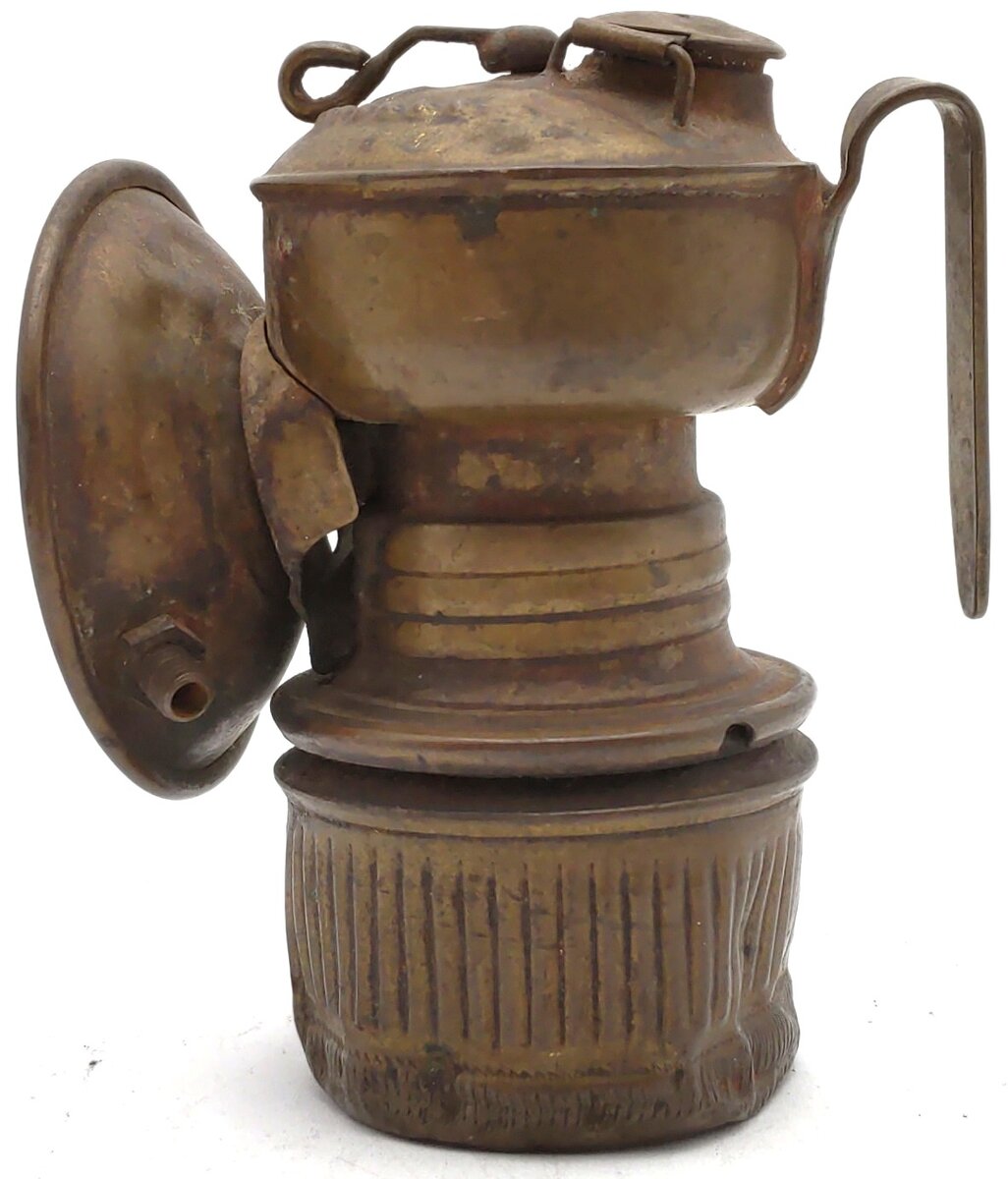Vintage Auto-Lite Brass Carbide Miner’s Cap Lamp w/ Reflector VG