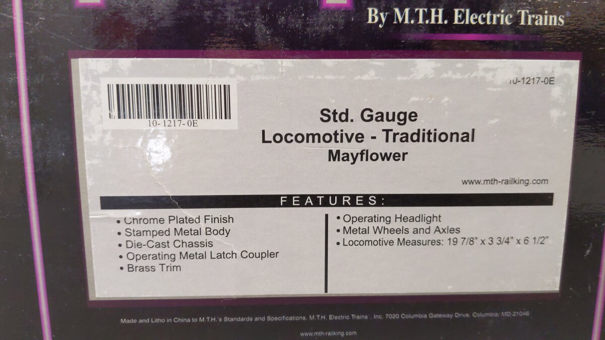 MTH 10-1217-0 Mayflower Presidential Std Gauge Train Set EX/Box