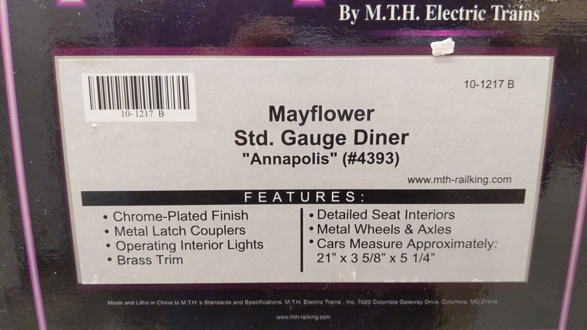 MTH 10-1217-0 Mayflower Presidential Std Gauge Train Set EX/Box