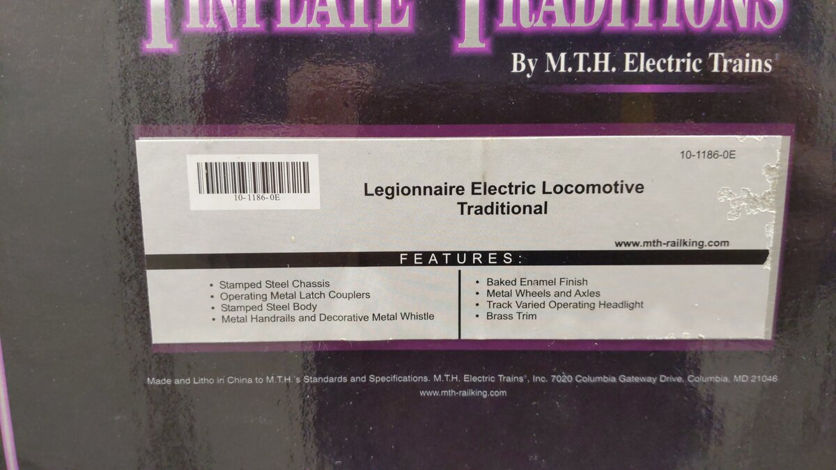 MTH 10-1186-0 Legionnaire Std Gauge Electric Passenger Train Set EX/Box