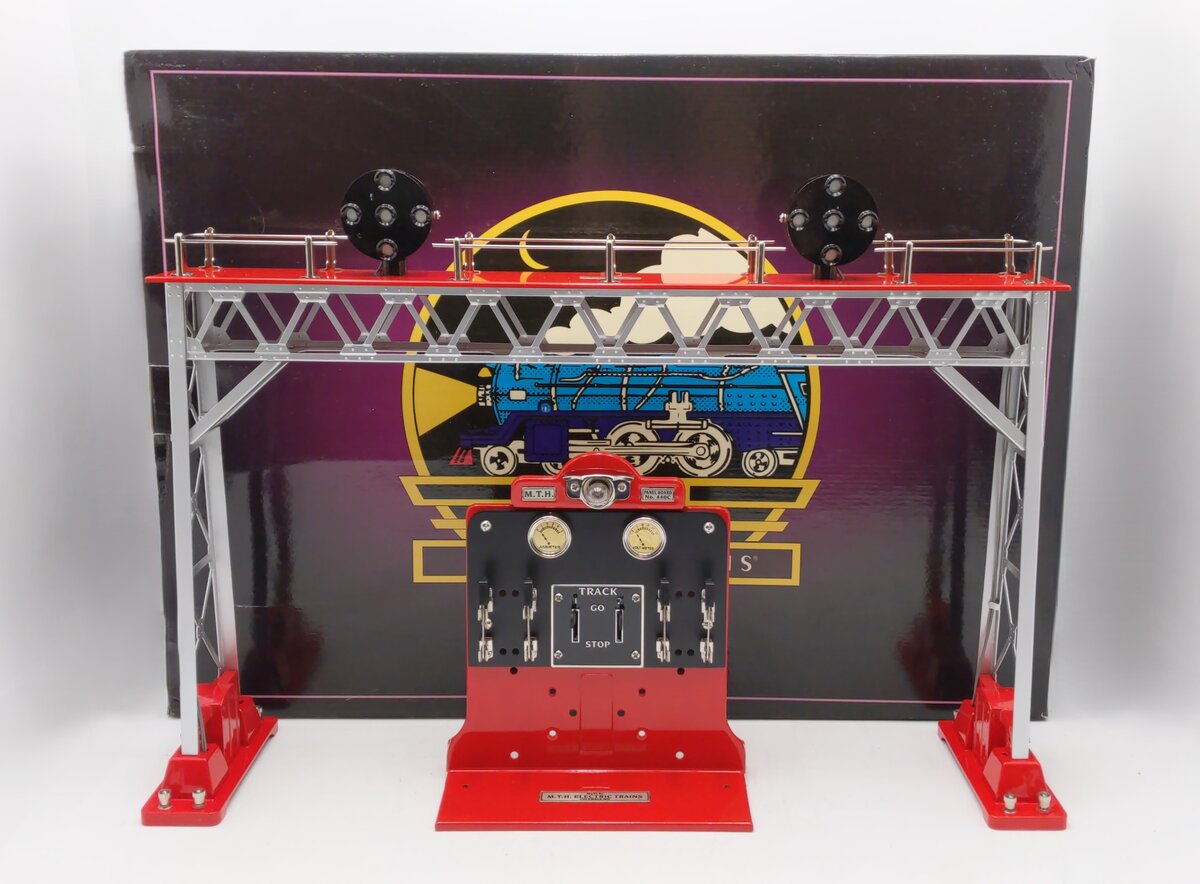 MTH 10-4038 Red, Silver, & Nickel Trim Signal Bridge & Control Panel LN/Box