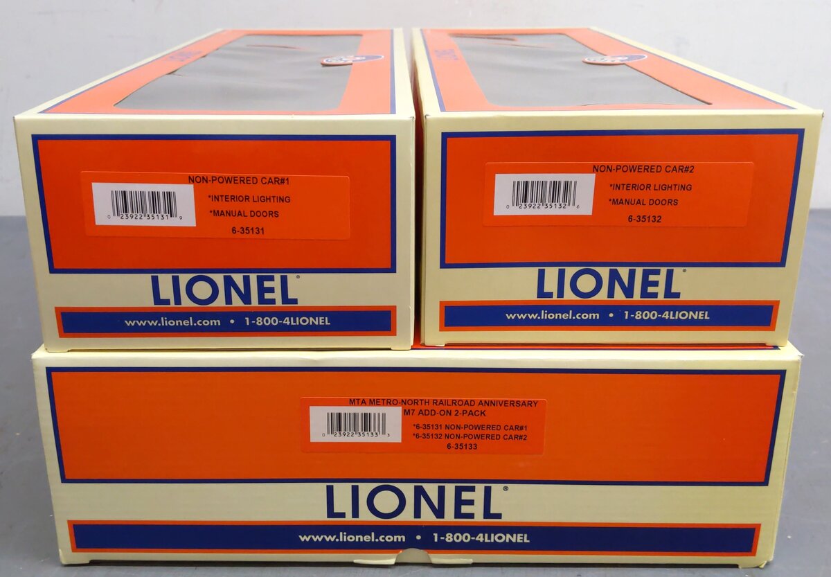 Lionel 6-35133 O Gauge MTA North Metro M-7 Add-On 2 Car Set EX/Box