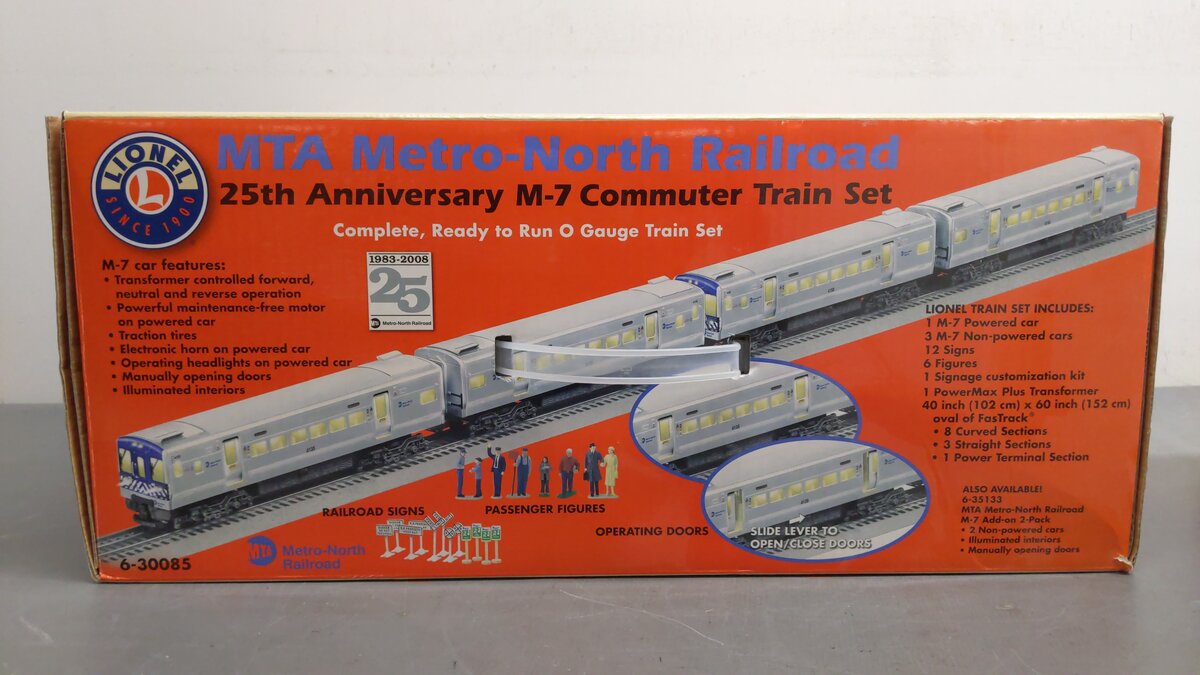 Lionel 6-30085 O Gauge MTA North 25th Anniversary M7 Commuter Set EX/Box
