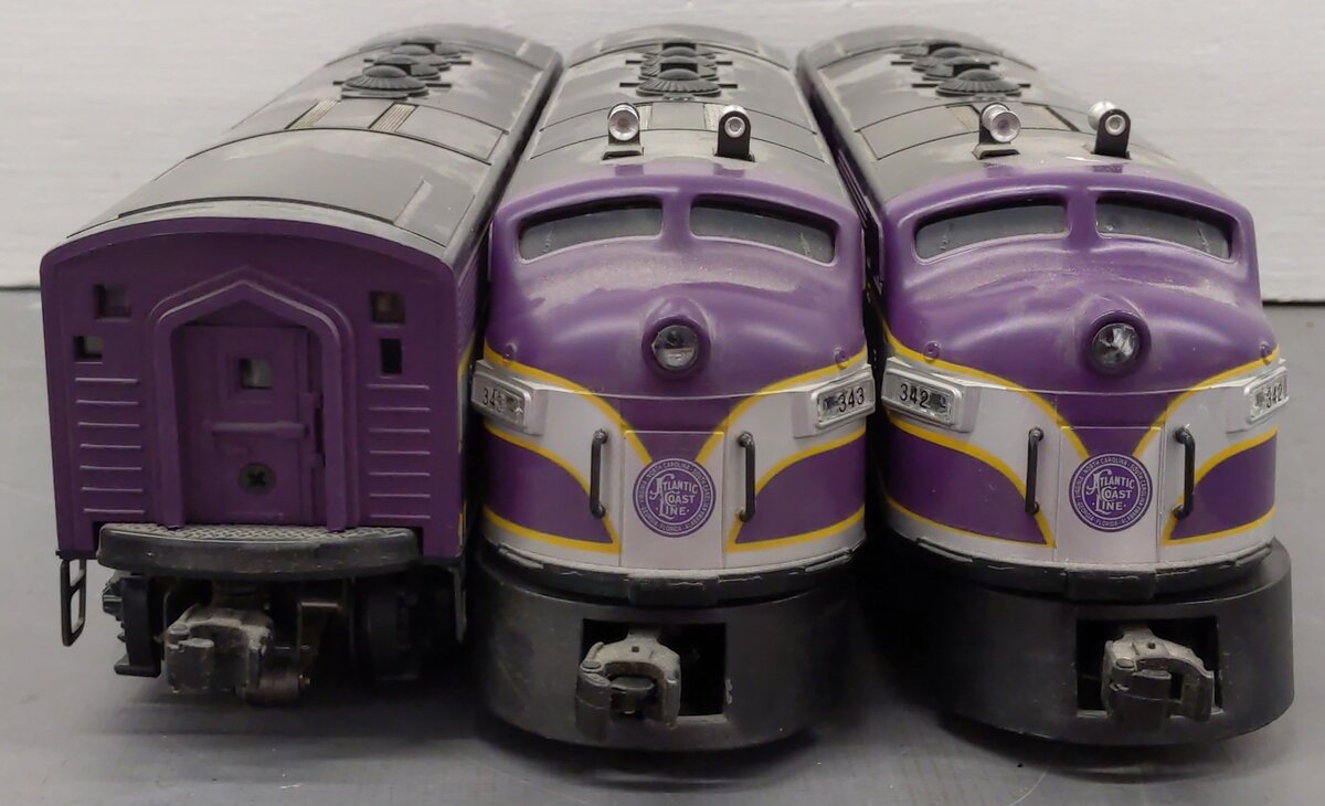 Lionel 6-11903 O Gauge Atlantic Coast Line F3 ABA Diesel Set w/TMCC & RS EX/Box