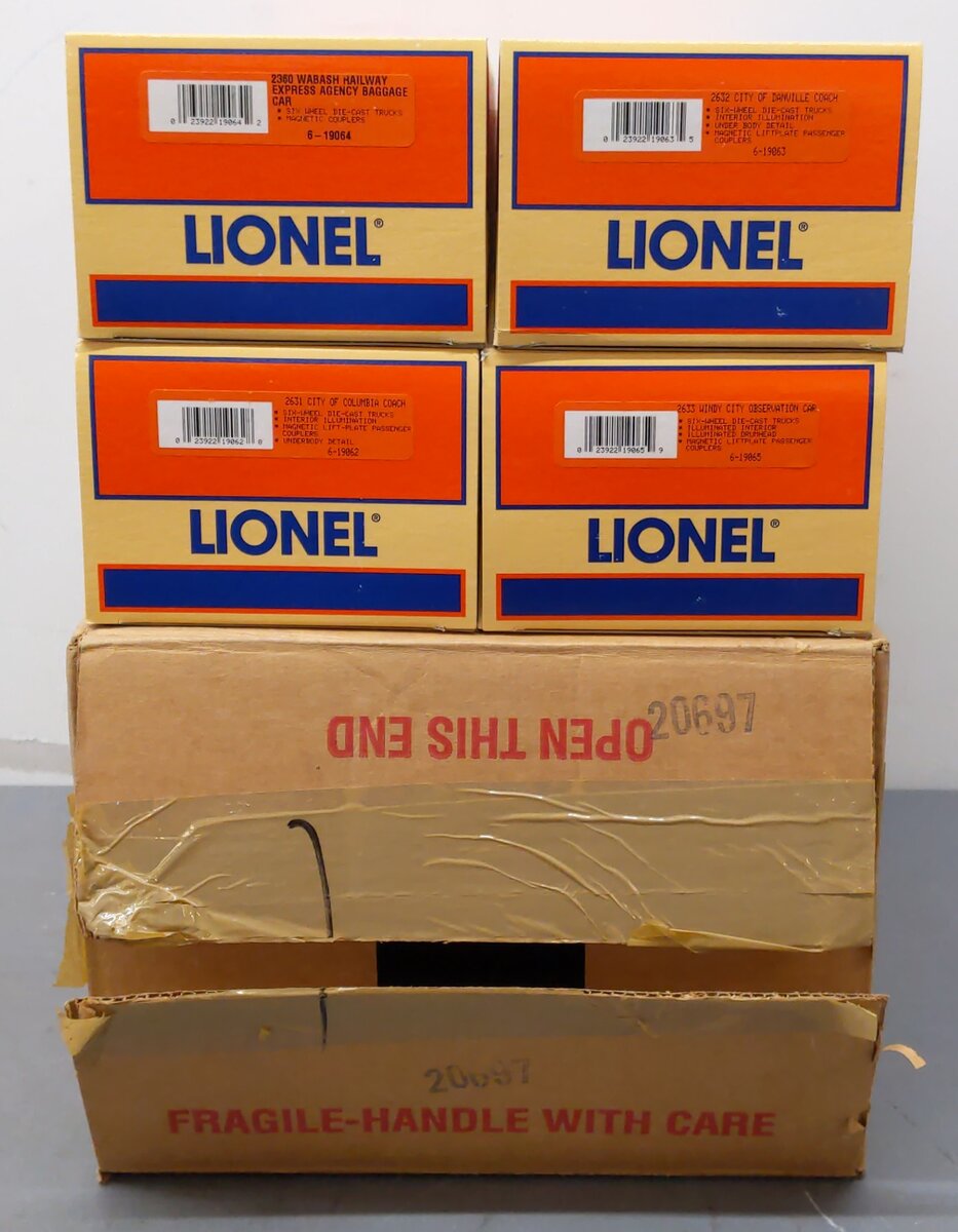 Lionel 6-19061 O Gauge Wabash Railway Passenger Set VG/Box