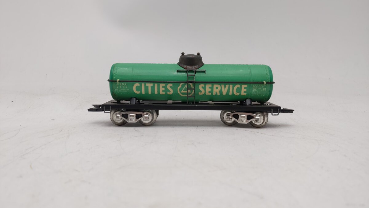 Marx 2532 Vintage O Cities Service Tinplate Single Dome Tank Car VG