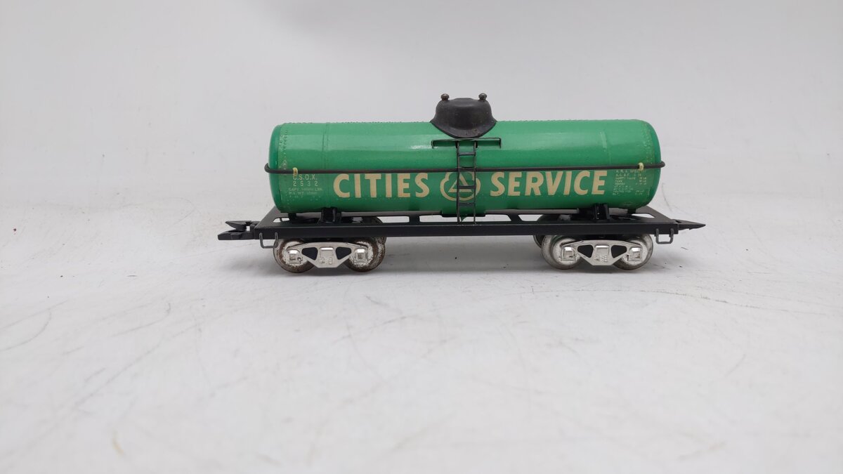 Marx 2532 Vintage O Cities Service Tinplate Single Dome Tank Car VG