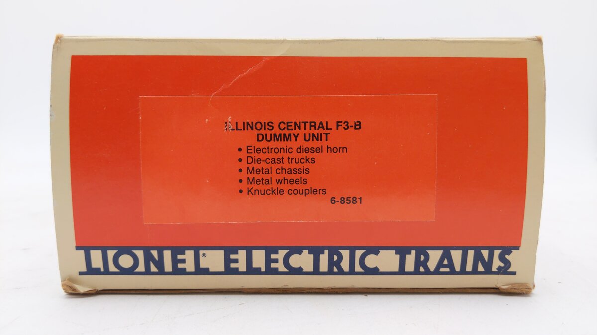 Lionel 6-8581 O Gauge Illinois Central F3 Dummy B Unit Diesel Locomotive EX/Box