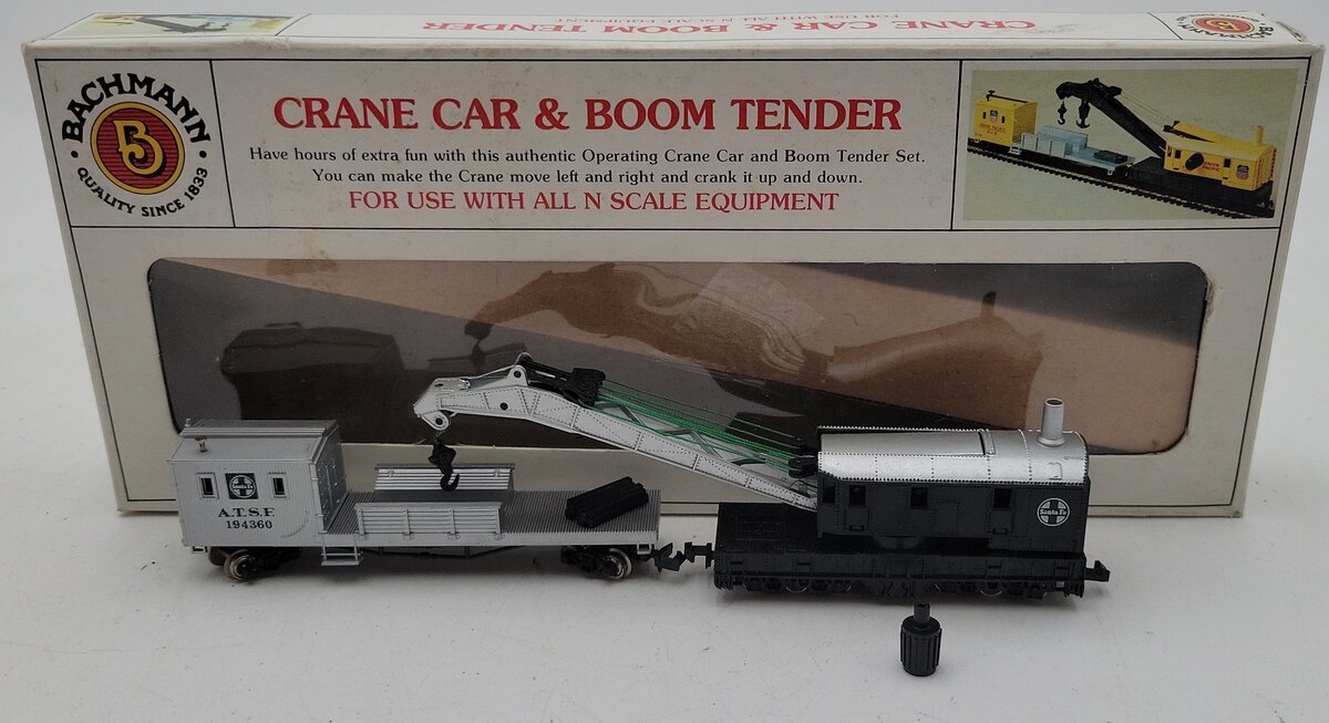 Bachmann 56-1210-02 N Scale Santa Fe 250 Ton Crane & Boom Car LN/Box