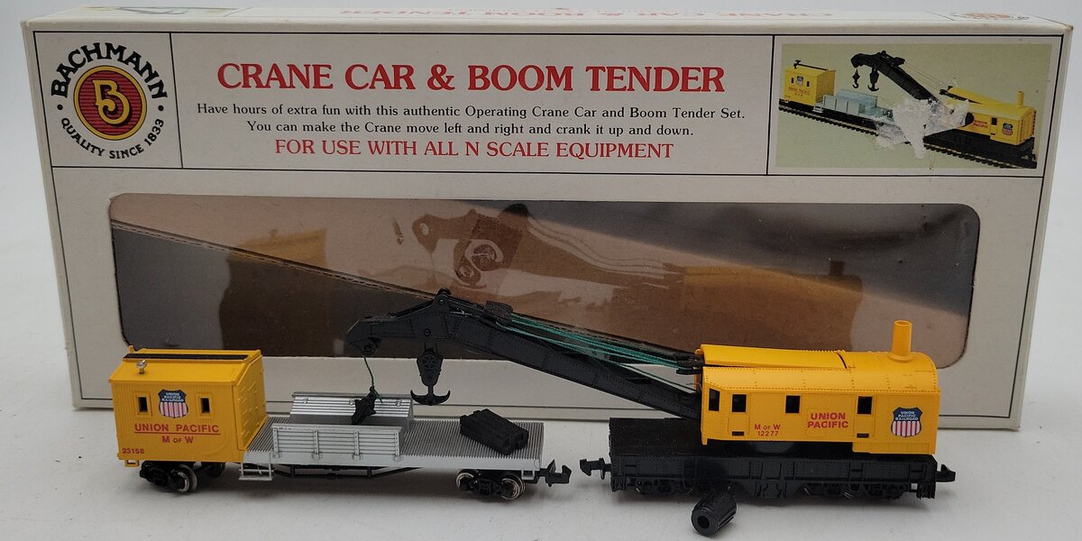 Bachmann 56-1210-01 N Scale Union Pacific Crane Car & Boom Tender Set LN/Box