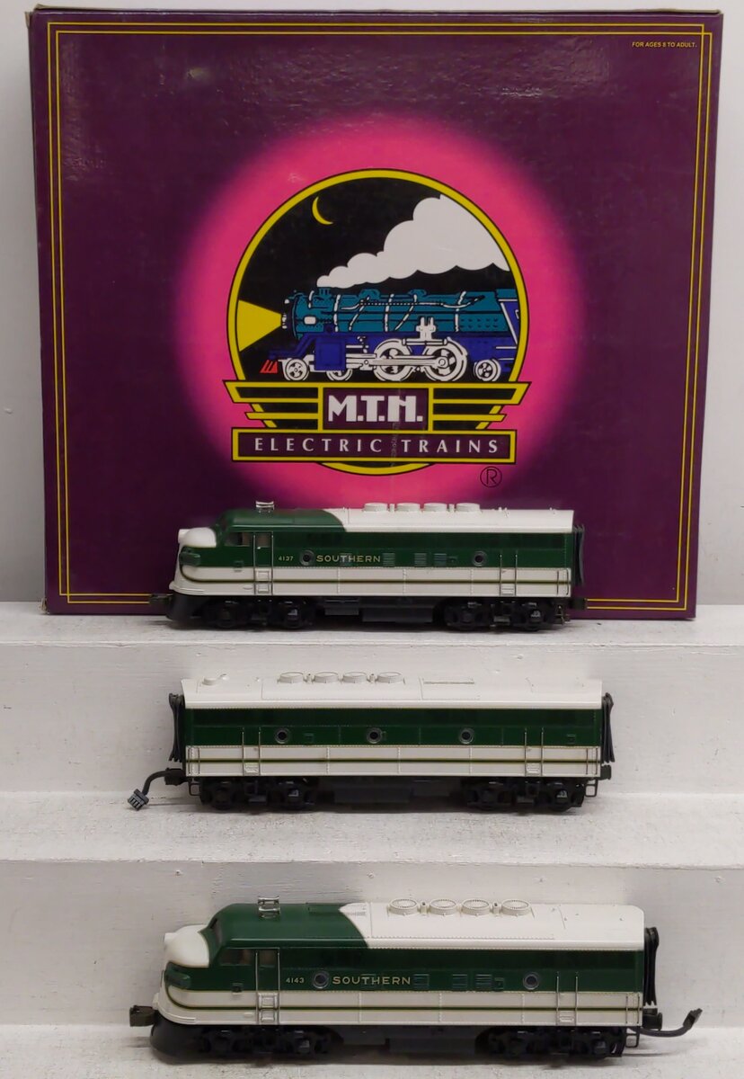 MTH 20-2177-1 O Gauge Southern F3 ABA Diesel Engine Set w/PS1 #4137/4143 EX/Box