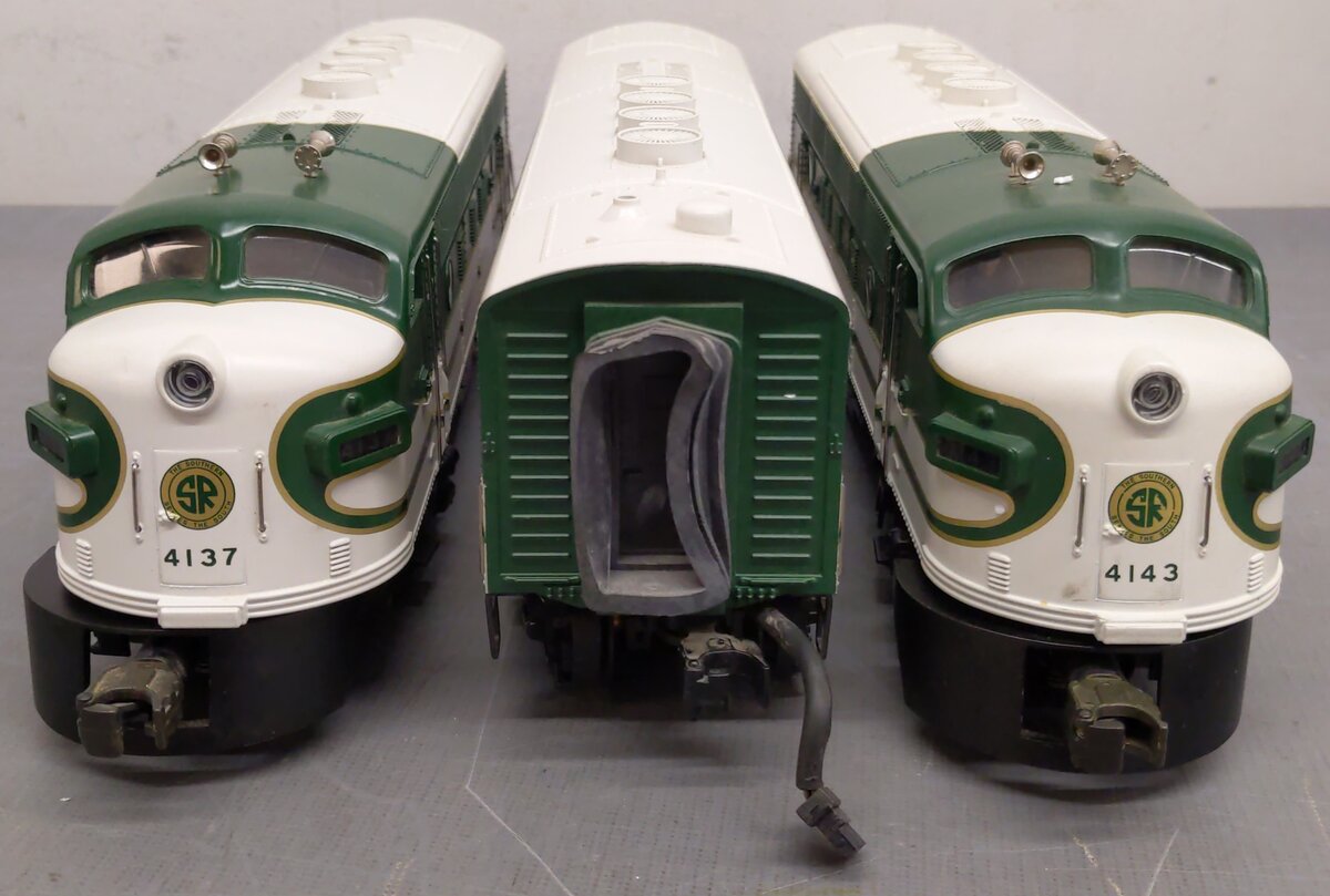 MTH 20-2177-1 O Gauge Southern F3 ABA Diesel Engine Set w/PS1 #4137/4143 EX/Box