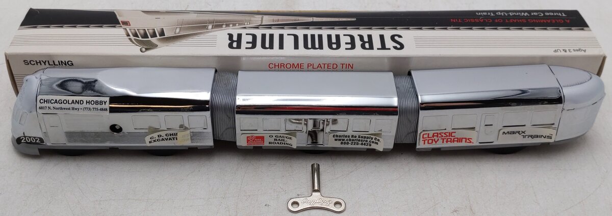 Schylling Lionel Streamliner 3-Car Wind-up Tin Train Set EX/Box