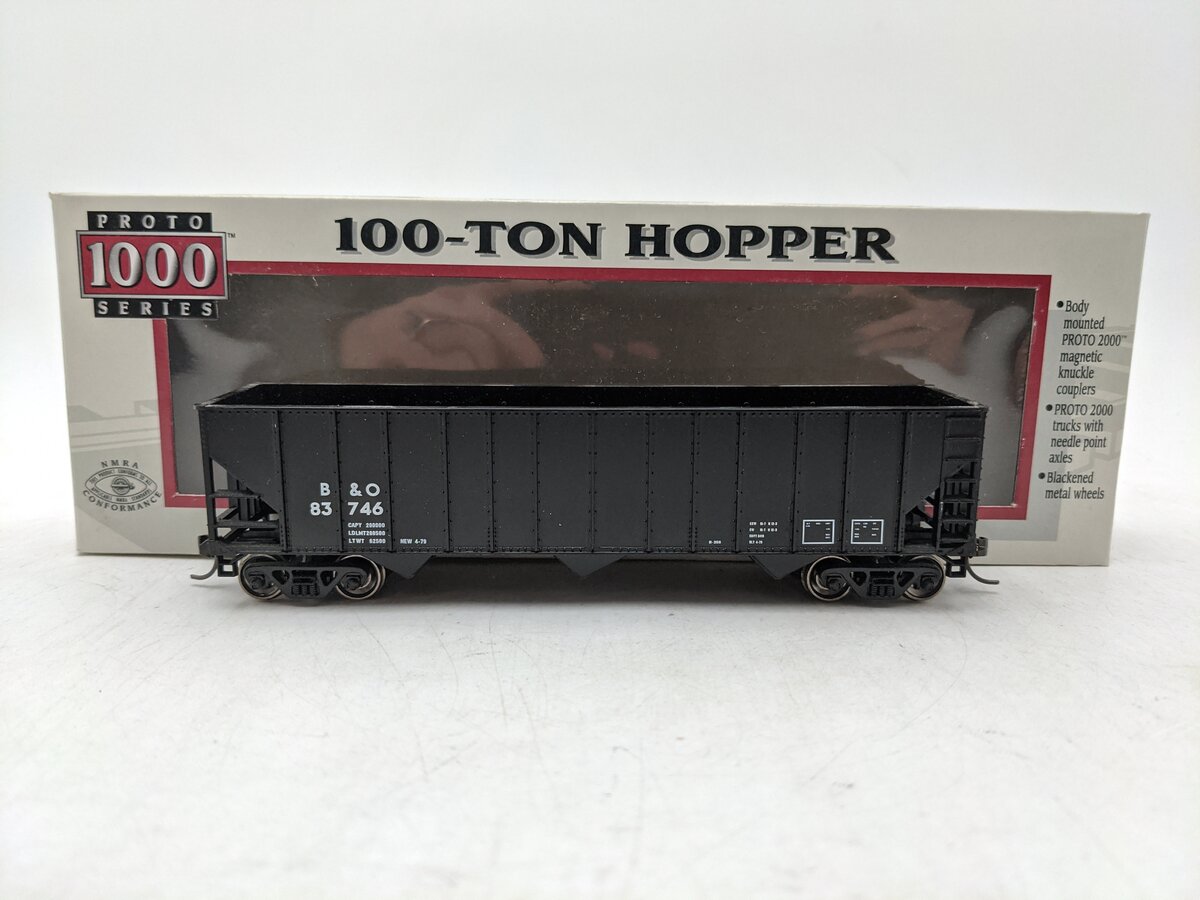 Proto 1000 23935 HO Scale Baltimore & Ohio 100-Ton 3-Bay Hopper #83746 EX/Box