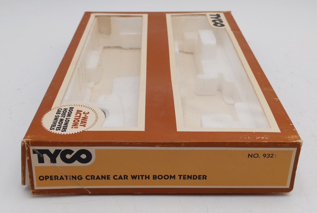 Tyco 932 HO Operating Crane Car with Boom Tender LN/Box