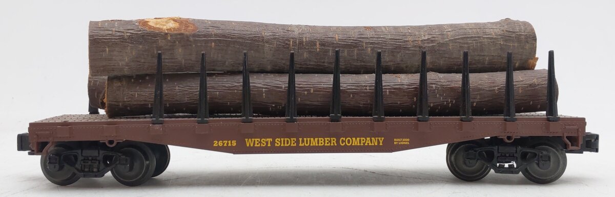 Lionel 6-26713 O Gauge Western Maryland Standard Flatcar w/Log Load #26715 VG/Box