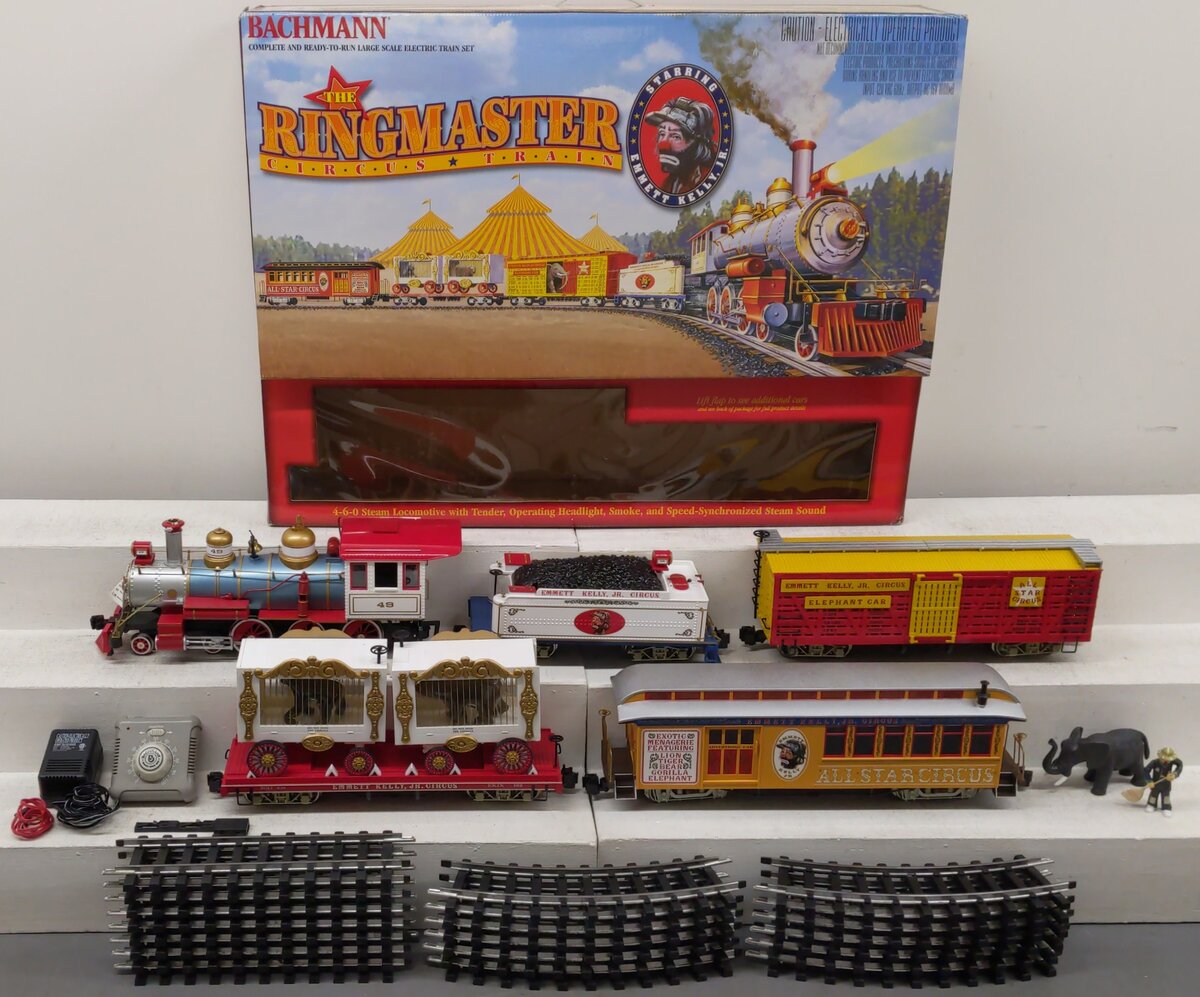 Bachmann 90020 G Scale Emmett Kelly Jr. Circus G Gauge Steam Train Set VG/Box
