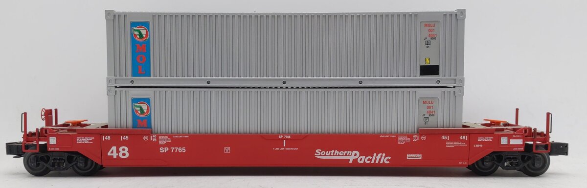 K-Line K7765 O Gauge Southern Pacific Gunderson Flatcar w/2 Containers EX/Box