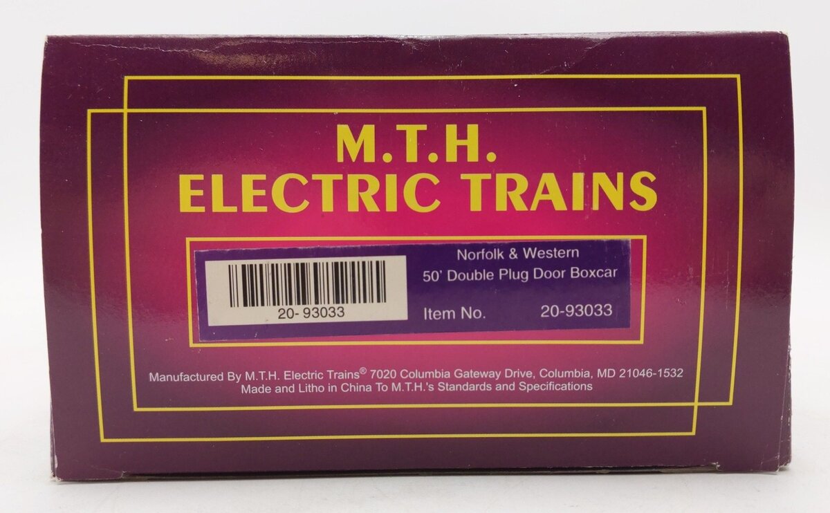 MTH 20-93033 O Gauge Norfolk & Western Double Plug Door Boxcar #56572 LN/Box