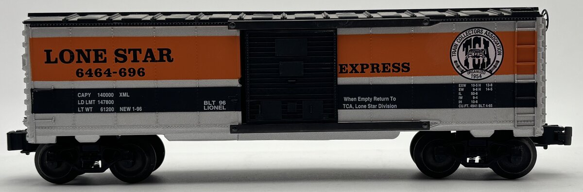 Lionel 6-52093 O Gauge TCA Lone Star Division Express Boxcar #6464-696 EX/Box