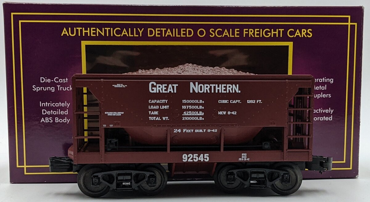 MTH 20-3387B O Great Northern Ore Car w/ Load #92545 NIB
