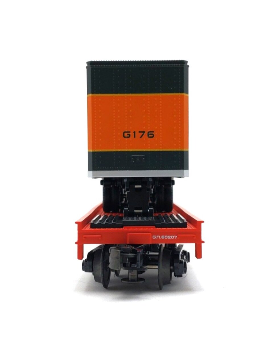 MTH 20-90006C Great Northern Flatcar with two 20' Trailers LN/Box