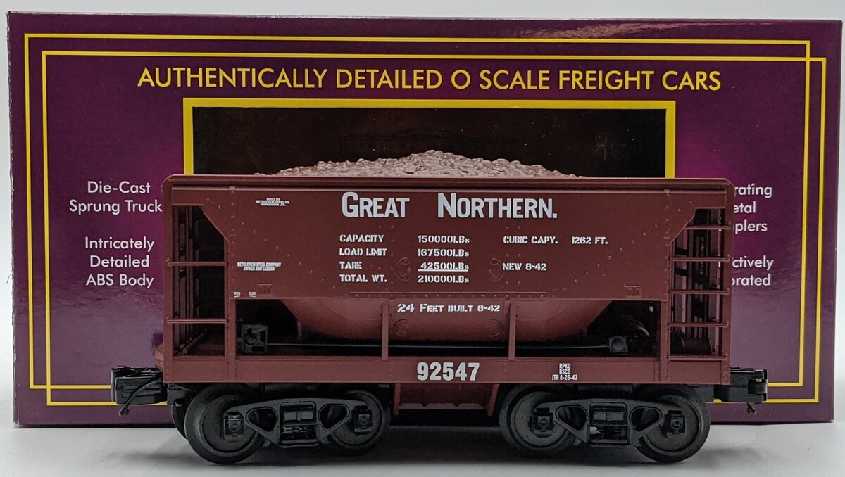 MTH 20-3387C O Great Northern Ore Car W/ Load #92547 NIB
