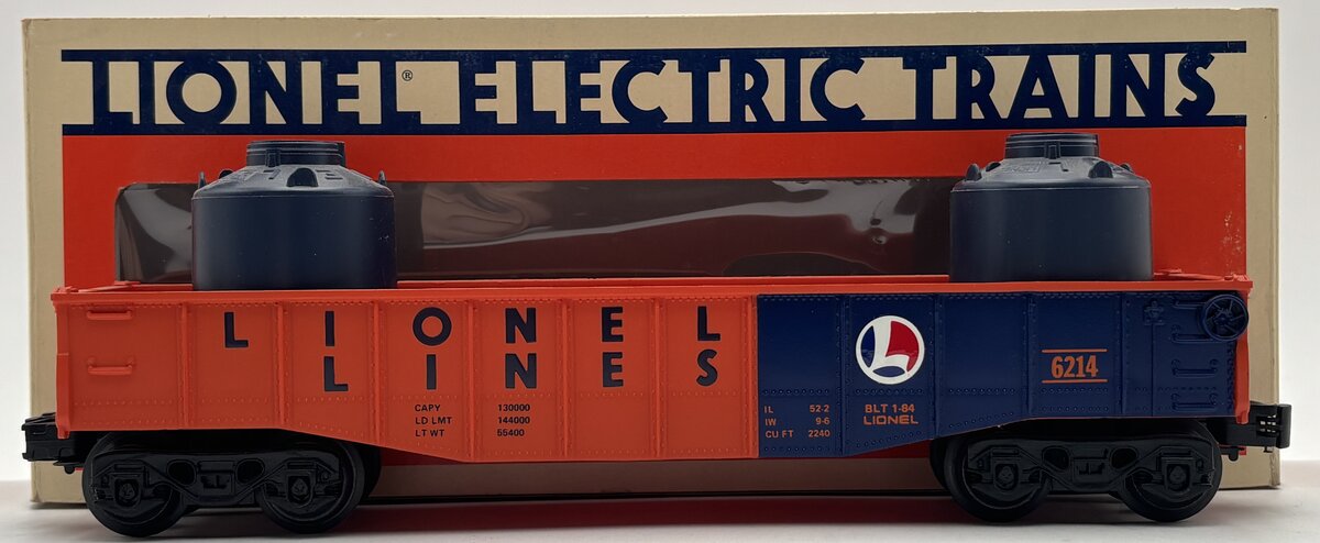 Lionel 6-6214 O Gauge Lionel Lines Gondola w/Canisters EX/Box