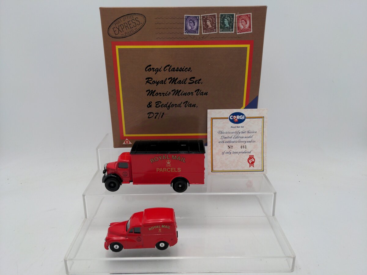 Corgi 481 1:43 Scale Royal Mail Set Morris Minor Van & Bedford Van D7/1 EX/Box