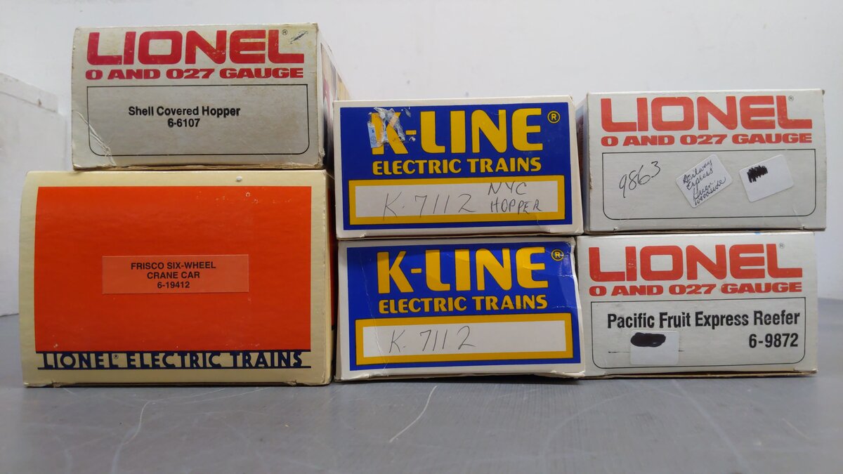 Assorted O Freight Cars K-7112, 6-19412, 6-9872, 6-9893, 6-6107 [6] EX/Box