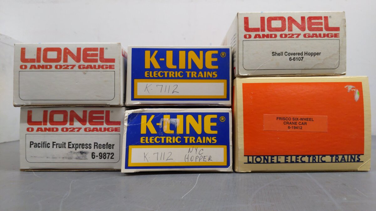 Assorted O Freight Cars K-7112, 6-19412, 6-9872, 6-9893, 6-6107 [6] EX/Box