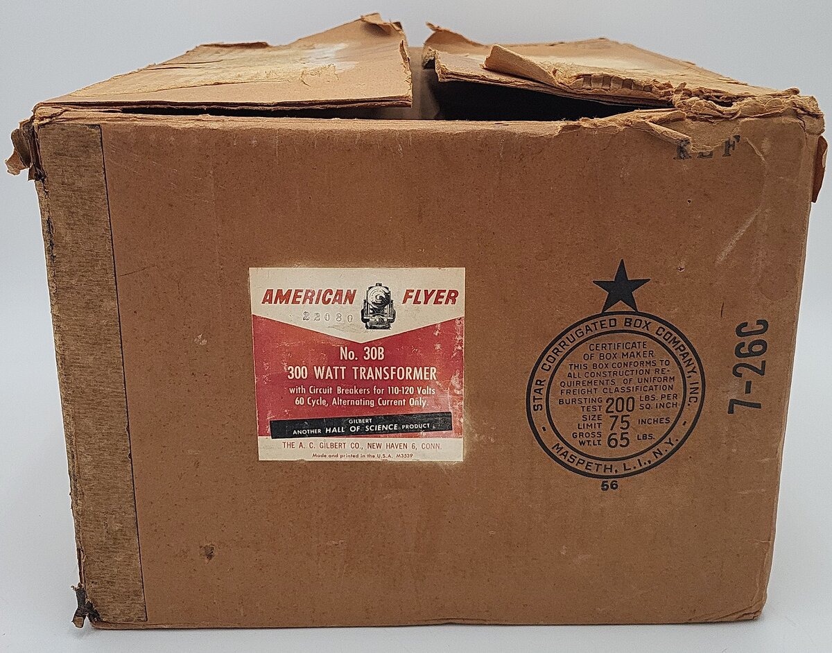 American Flyer 30B Vintage S 300 Watt Transformer - Runs 2 Trains VG/Box