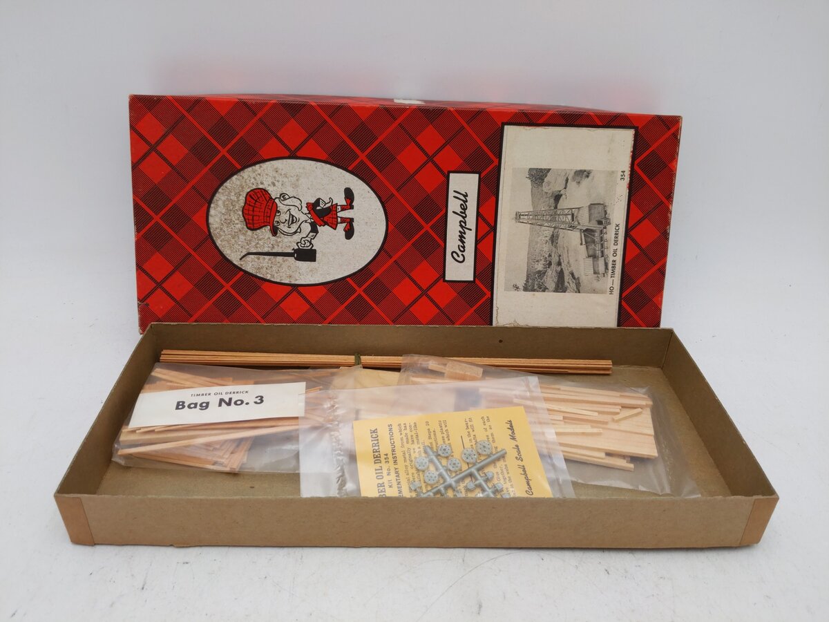 Campbell 354-895 HO Scale Timber Oil Derrick Kit EX/Box