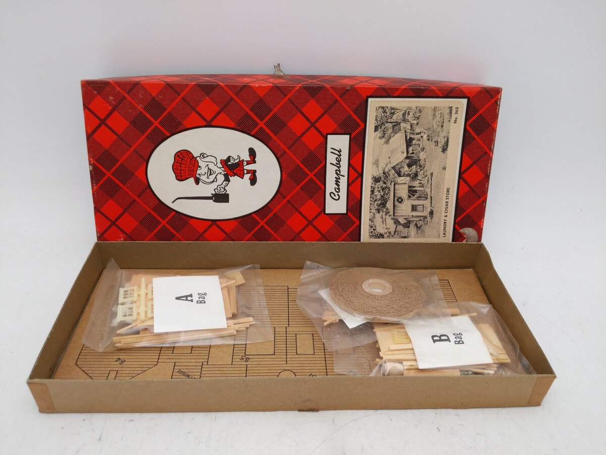 Campbell Scale Models 365-795 HO Scale Laundry & Cigar Store Building Kit EX/Box